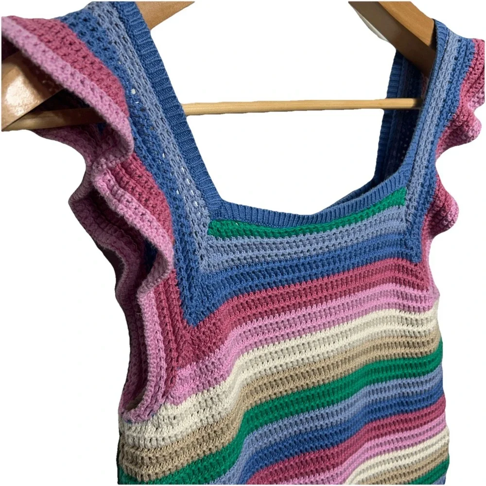 Gap Kids Crochet Rainbow Stripe Tank Top Girls Size‎ XXL (14-15yrs)